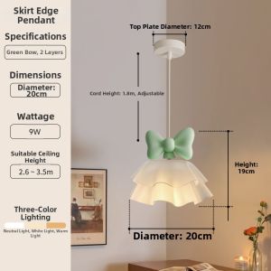 HONGPINAIJIA | French Cream Style Bedside Chandelier Creative Bow Decor For Kids Room