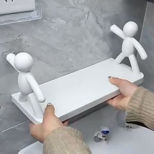 Kệ Hình Nhân Decor Nhà Tắm Kệ Nhựa Nhà Bếp Dán Tường Siêu Dính Chịu Lực Tốt