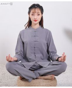 jeagutt | Chinese Style Monks Zen Practice Robes Cotton Tang Suit Set