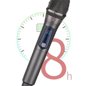 kebidumei | KEBIDUMEI Micro Không Dây UHF 2 Kênh Cầm Tay Tiệc Karaoke Chuyên Nghiệp Giáo Hội Thể Hiện Họp Mic Tích Hợp Pin