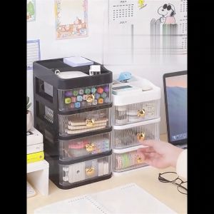 SK-K166 Rak Kosmetik Serbaguna 3 Laci Tempat Make Up Storage Box Bear / Rak Kotak Penyimpanan Alat Tulis / Desktop Drawer Rak Susun Serbaguna / Rak Meja Laci Import