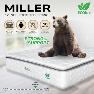 ECOlux - Miller 12Inch Premium Hotel Mattress | Independent Pocket Spring Mattress | Coconut Fibre Layer | Foam Encased Reinforcement  | Tilam
