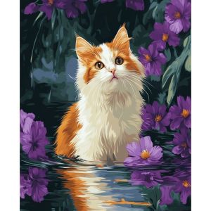 Kayou | Oil Painting By Numbers Sunbeam Kitten Kits Number Drawing Canvas DIY Animal Pictures By Numbers Home Decor