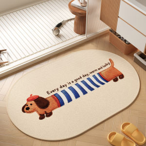 VIKAMA Cartoon Sausage Dog Bathroom Mat Super Absorbent Anti Slip Quick Drying Bath Towel Soft Floor Mat for Home Decoration