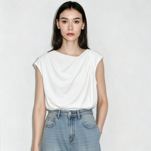 AMII | Off-Shoulder Asymmetrical Ruffle Sleeveless T-Shirt