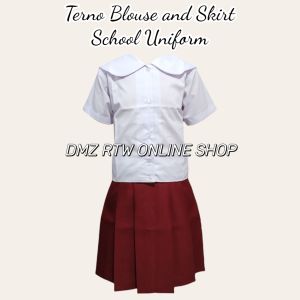 PLAIN COLOR MAROON SKIRT WITH BLOUSE UNIFORM