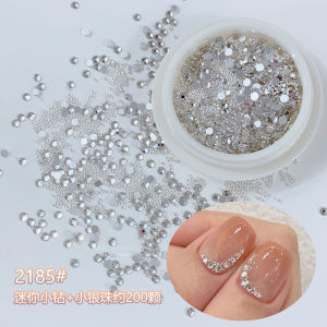 Nail Rhinestone-Sticking Flats Diamond Czech Diamond Diamond Square Diamond Mixed Material Package Small Jewelry Mini Steel Ball White Pearl