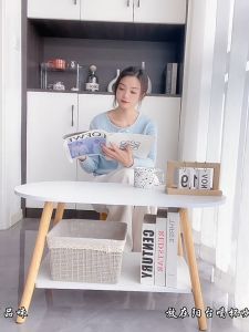 Bilayer Coffee Table Living Room Household Small Table Sofa Side Table Beside Corner Oval Table Simple Balcony Tea Table Meja Kopi Kecil Sisi 茶几桌