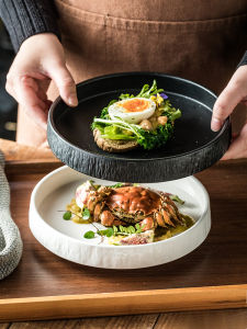 Elegant Ceramic Plate for Steak Pasta Salad And Fruits Home Use Western Dining Dish round Shape Plain Color Dinnerware