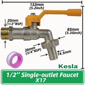 Garden Brass 1/2 3/4 Water Faucet Water Splitter 1-Way 2-Way Connector Coupling Adapter Valve Switch Irrigation Tap Replace