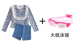 Princess Style Childrens Swimming Suit Long Sleeve Separate Girls Swimsuit Cute Warm New 2024 Nylon Polyester Spandex Swimwear