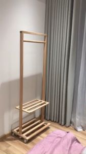 Kệ Treo Quần Áo Gỗ 2 Tầng Có Bánh Xe - Chất Liệu Gỗ Tần Bì Cao Cấp | Wheel Hanger