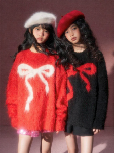 LOVESASAKIDS | Color Block Knit Sweater with Bowknot Pattern