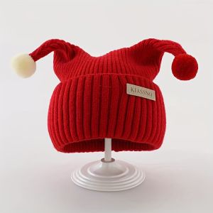Kids Knit Hat - Soft Stretchy Winter Beanie Lightweight Warm Hat for kids Easy Slip-On Party & Everyday Cold Weather Cap (Red)