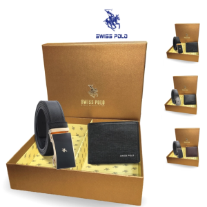 SWISS POLO Mens RFID Bifold Wallet And Automatic Belt Set - GOLD SGS 570