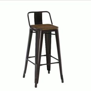 เก้าอี้บาร์ เก้าอี้บาร์สูง เก้าอี้คาเฟ่ เก้าอี้เหล็ก High Industrial Steel Bar Stool with Half-Backrest โฮมฮัก รับน้ำหนัก150kg