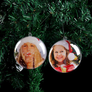 5pcs 8cm Merry Christmas Plastic Oblate Spheroid Hanging Pendant Winter Happy New Year Xmas Celebration Party Decoration Supplie