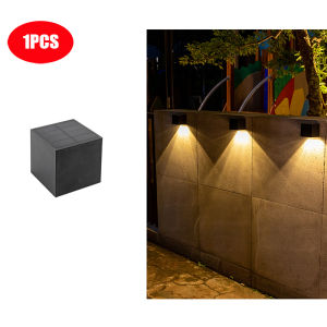Solar Powered Wall Light LED Outdoor Garden Square Lamp Fence Courtyard Patio Yard Exterior Decorative Home Lighting Lantern