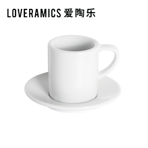 Loveramics Ceramic Coffee Cup Set Straight Body Cup with Plate for Concentrated Espresso Latte Art Nordic Style Handmade Porcelain