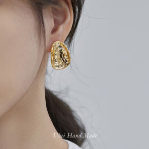 Handmade Irregular Metal Concave Ear Cuff Vintage Texture High-End Versatile Womens Fashion Jewelry Ear Decorations