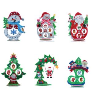 A DIY Christmas theme diamond painting art set. Double-sided luminous desktop decorative item with hanging pendant