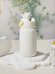 CAROTE | Thermal Cup with Straw Portable Lightweight Ceramic Lined