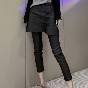 กางเกงลำลองผู้หญิงทรงตรงเอวยางยืดสไตล์ฤดูใบไม้ร่วง/ฤดูหนาวใหม่พร้อมกระโปรงผูกเชือกและกระโปรงทรงโค้ง