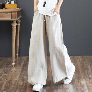High Waist Thin Cotton Linen Trousers