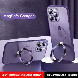 ZUZG Magnetic Kickstand Case for iPhone 14 Pro Max 13 Pro Max 13 360° Rotatable Ring Stand Holder Compatible with MagSafe Military-Grade Protection Translucent Shockproof Phone Case