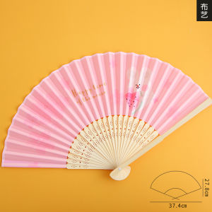 Portable Mini Folding Fan Cute Girl Heart Bamboo Fan Summer Cool Handheld Lace Printed Surface for Students And Children