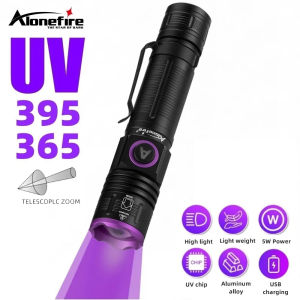 Alonefire SV85 Zoom 365nm UV Flashlight USB Rechargeable Ultraviolet Nail lamp Torch Cat Dog Pets Urine tinea Marker Money Ore Detection Light