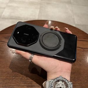 Huawei Mate 70 Pro+ New Model Carbon Fiber Texture Leather Hard Shell Phone Case Full Cover Porsche Design Magnetic Rotation Stand