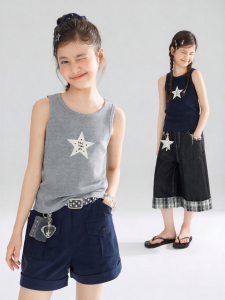 MUCMUKN | Cool Lyocell Slub Cotton Embroidery Tee for Girls