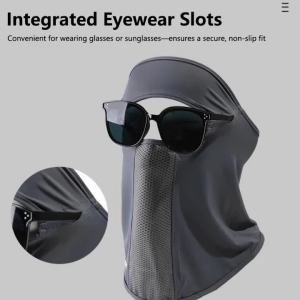 WRELS | Summer Full Face Mask Anti-UV Sunscreen Neck Protection Hiking Face Veil Fishing Ice Silk Eyeglass Hole Cooling Full Face Cover
