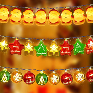 Christmas Tree Hanging Light Santa Claus Snowflake LED String Lights Waterproof Lighting String Decoration for Garden New Year