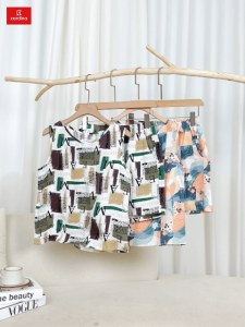 Bộ Đồ Ngủ Nữ CARDINA Lụa Mango Cotton Blend Họa Tiết Hoa Vàng Cao Cấp 5BMN02