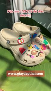 Dép Sục Crocs Nữ đế cao 5cm siêu êm (tặng 10 sticker 2D 3D ngẫu nhiên)