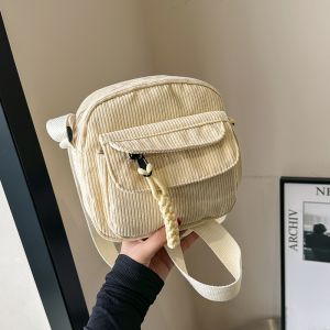 กระเป๋าสะพายข้างผ้ากำมะหยี่สไตล์วินเทจแบบลำลองสำหรับนักเรียนหญิง กระเป๋าใส่โทรศัพท์มือถือแบบสะพายข้างแบบลำลอง สไตล์ญี่ปุ่น