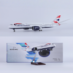 43cm Large Scale Britain Airways B787 Diecast Resin Airplane Model Kit with Landing Gear Wheel For Display Collection or Gift