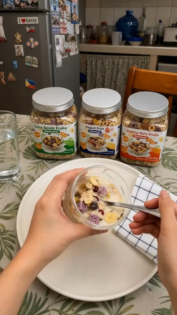 Chia Seed Yogurt Oatmeal With nuts and fruits Cereals Breakfast Food Instant Oatmeal Whole grain Rolled oats