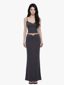 qiaocong | Butterfly Hollow Out Tank Top Slim Fit High Waist Skirt Set