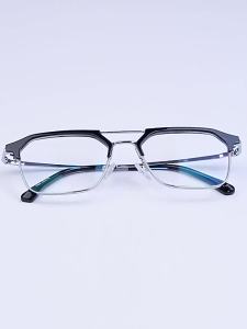 Artistic Retro Double Beam Black Frame Glasses Half Frame Fashionable Anti Blue Light Glasses