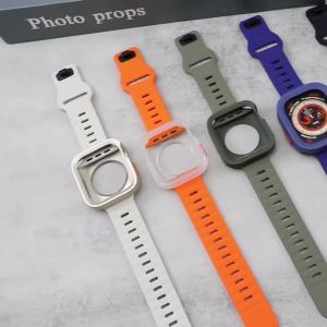 Candy Silicone Case+Strap for Apple Watch Series 9 45mm Band 8 7 41mm SE 6 5 4 44mm 40mm Rubber Correa Strap Iwatch Ultra 2 49mm
