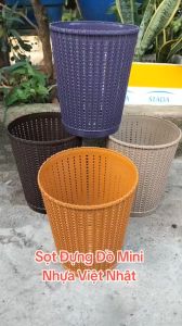 Sọt đựng rác trong nhà nhựa Việt Nhật 5155 Sọt mây nhựa đa năng đựng dụng cụ văn phòng  đựng quần áo 1
