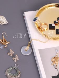 [SG SELLER]Jewelry Organizer Box 3 Layer Rotating Jewelry Organizer Storage Box Earring Holder for women Travel Jewelry Case Small Necklaces Ring Jewelry Box Organizer