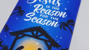 Jesus Is The Reason For The Season Garden Flag Christmas Nativity Linen Flags Vertical Double Sided Burlap Banner Outdoor Party Decors for Winter Farmhouse Lawn Yard Porch 18.4 x 12.4 Inch