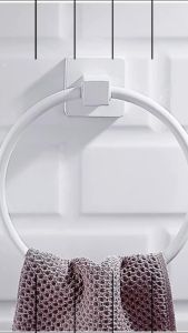 BATHKITCHZ White Aluminium Towel Ring Towel Hanger Towel Holder Bath Towels Rack Toilet Towel Rack Bathroom Racks