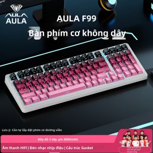 AULA | Bàn Phím Cơ F99 Pro Gasket Mount Kết Nối 3 Chế Độ Hotswap Pin 8000mAh