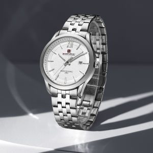 NAVIFORCE Original Mens Fashion Quartz Calendar Watch Luminous Hands Stainless Steel Strap Round Dial Waterproof 30m Mens Casual Outdoor Watch NF9255