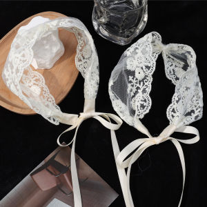 French Lace Headband, Women's Fashion Ballet Style, White Streamer Headband, and Girls' Hair Braided Headdress